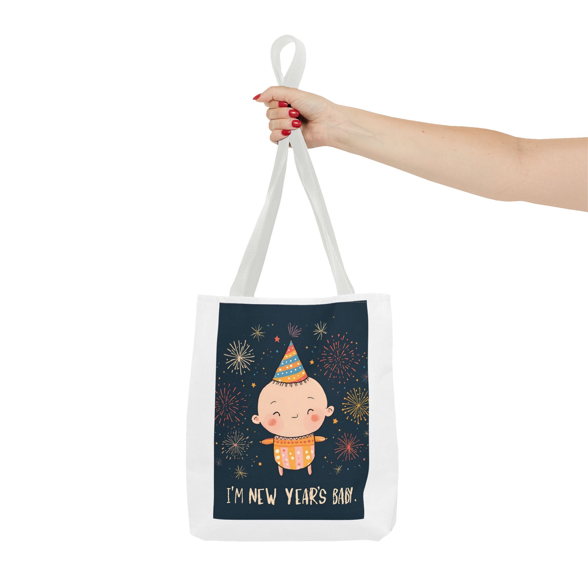 New Year's Baby Tote Bag, Cute Baby Bag, Holiday Gift, Party Essential, Fun Life Accessory, Festive Shopping Bag, New Year's Celebration