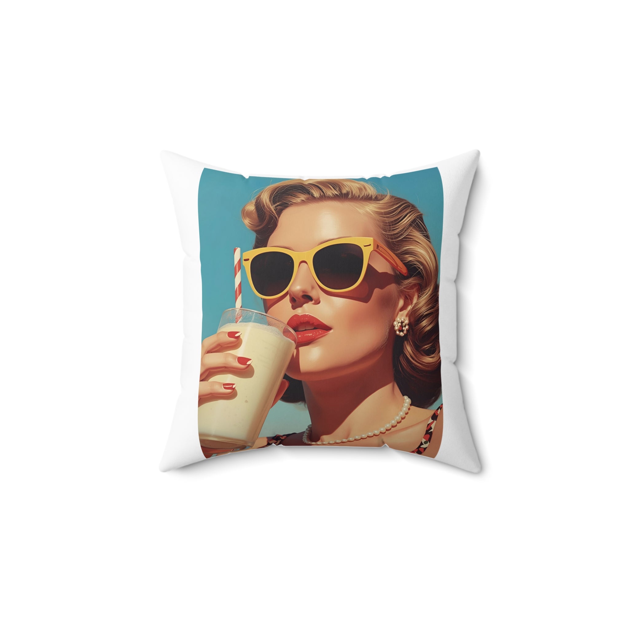 Retro Glamour Square Pillow | Vintage Decor, Home Accent, Gift for Her, Chic Living Room, Summer Vibes