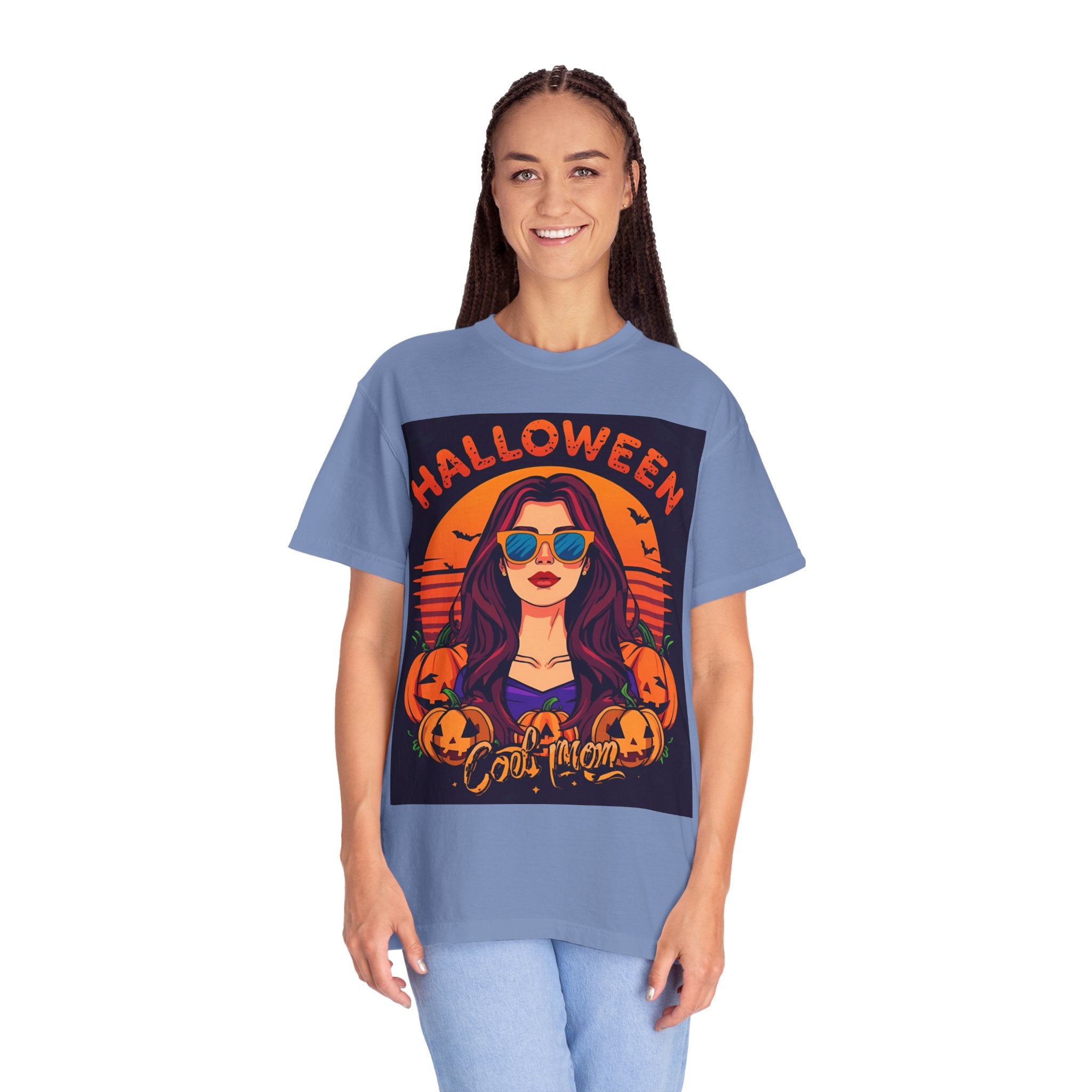 Halloween Cool Mom T-Shirt, Unisex Garment-Dyed Tee, Spooky Season Apparel, Fall Fashion, Halloween Costume Shirt