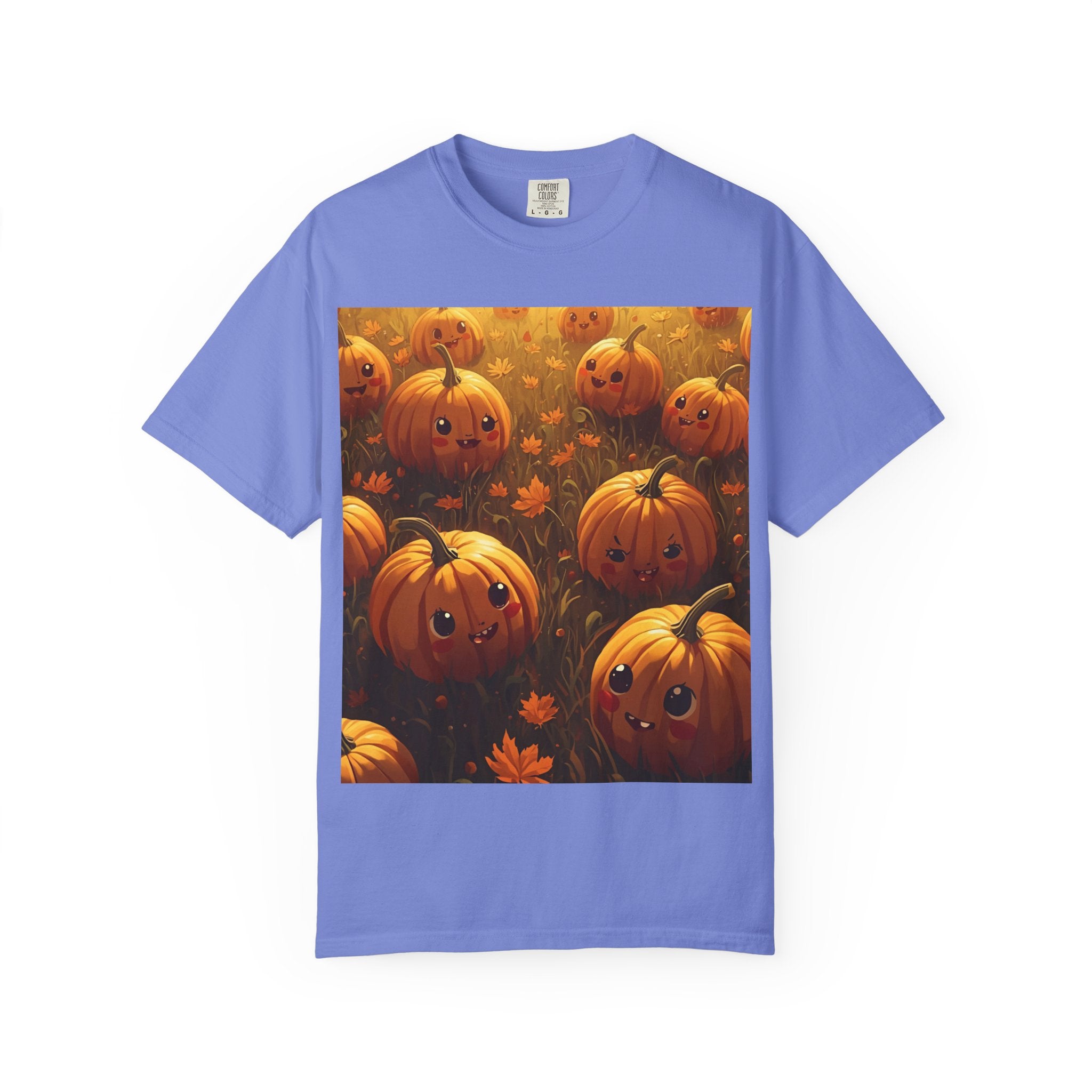 Cute Pumpkin Graphic T-Shirt, Fall Fashion, Halloween Tee, Autumn Wear, Unisex Garment-Dyed Shirt, Seasonal Gift