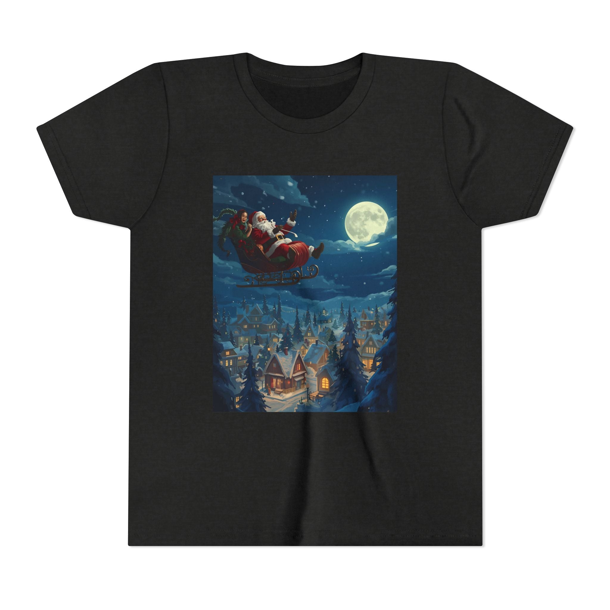 Christmas Santa Sleigh Youth Short Sleeve Tee