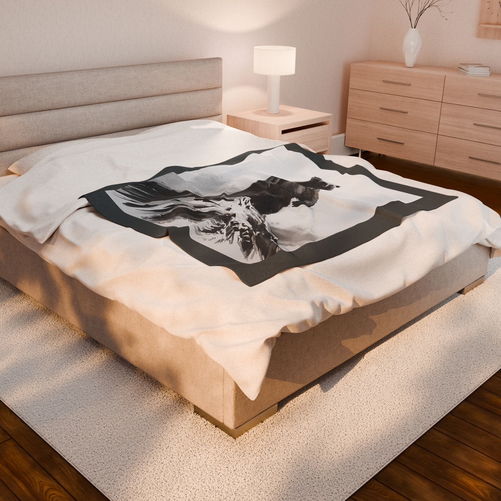 Bear Mountain Snow Velveteen Plush Blanket