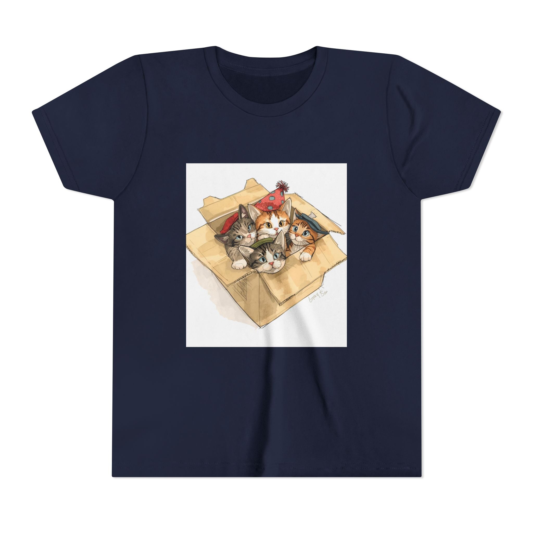 Cute Kittens In Box Youth Short Sleeve Tee
