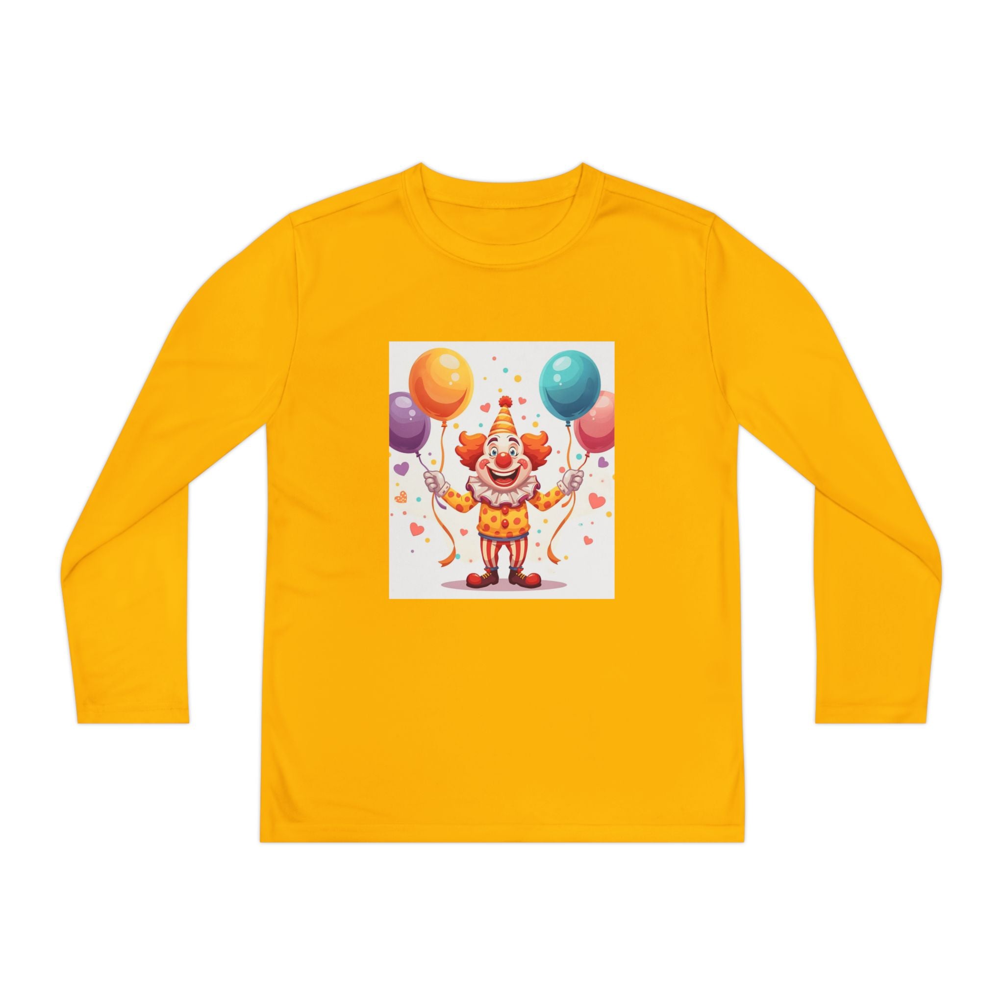 Birthday Clown With Balloons Youth Long Sleeve Competitor Tee