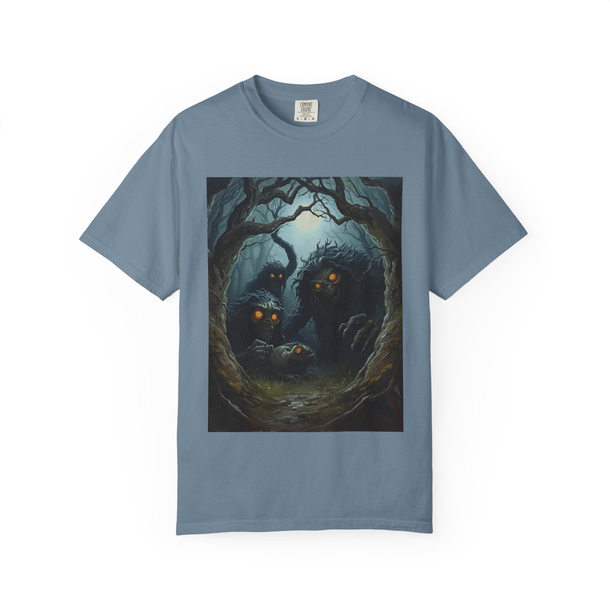 Spooky Mystical Forest T-Shirt | Unisex Garment-Dyed Tee for Nature Lovers | Perfect for Halloween, Casual Wear, Gift Idea