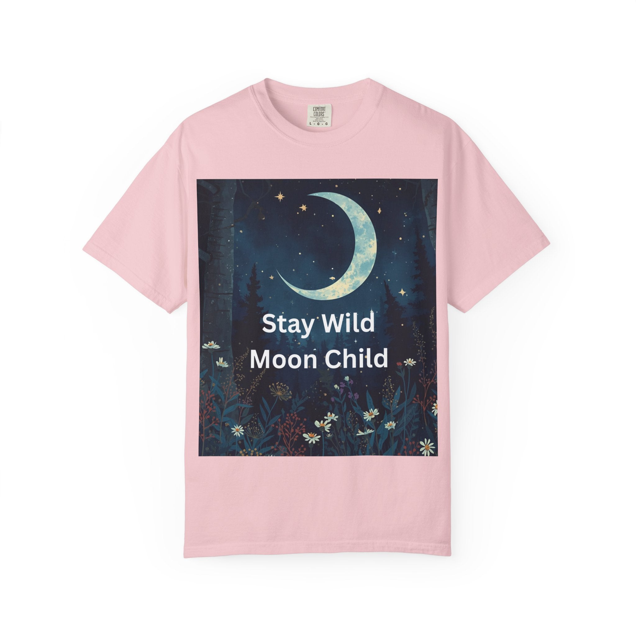 Stay Wild Moon Child Garment-Dyed T-Shirt | Unisex Graphic Tee for Nature Lovers, Boho Style, Gift for Friends, Eco-Friendly Fashion
