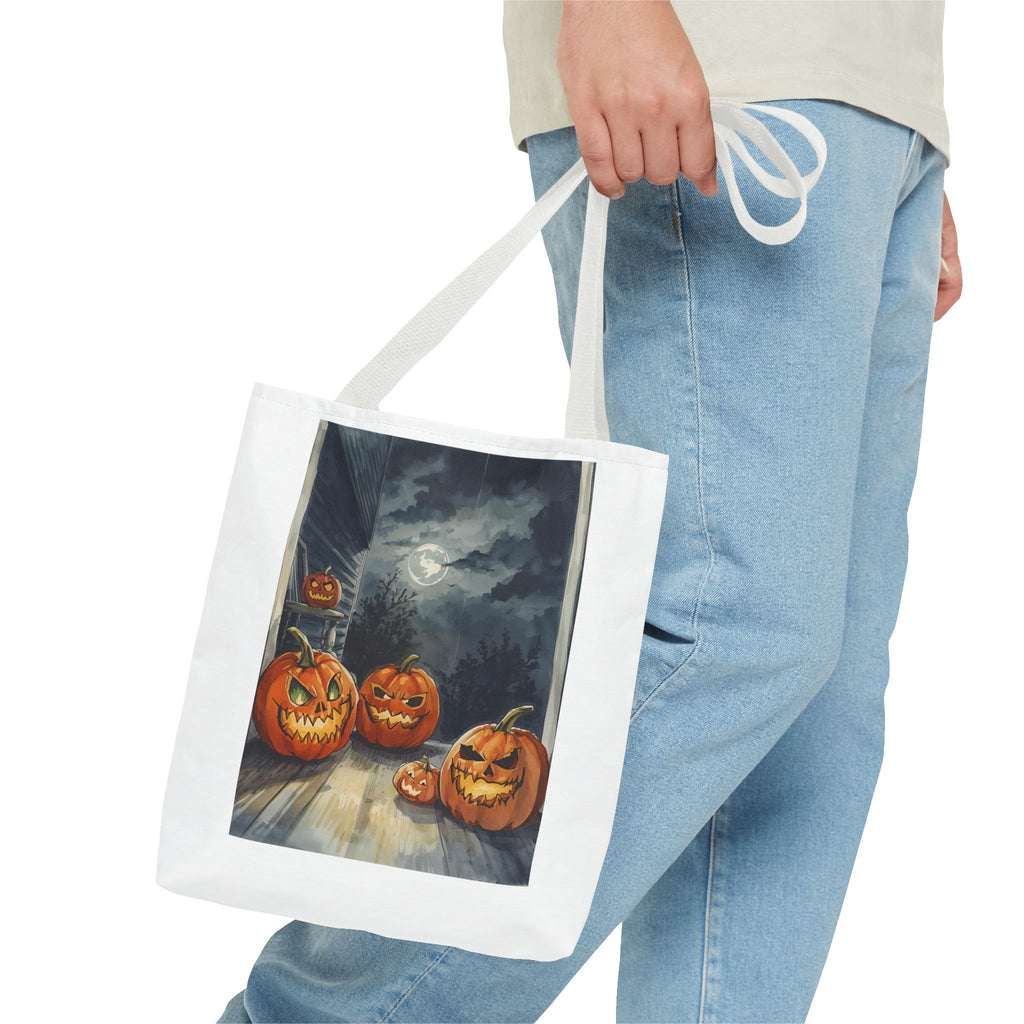 Halloween Pumpkin Tote Bag, Spooky Fall Accessories, Trick or Treat Bag, Autumn Vibes, Eco-Friendly Shopping