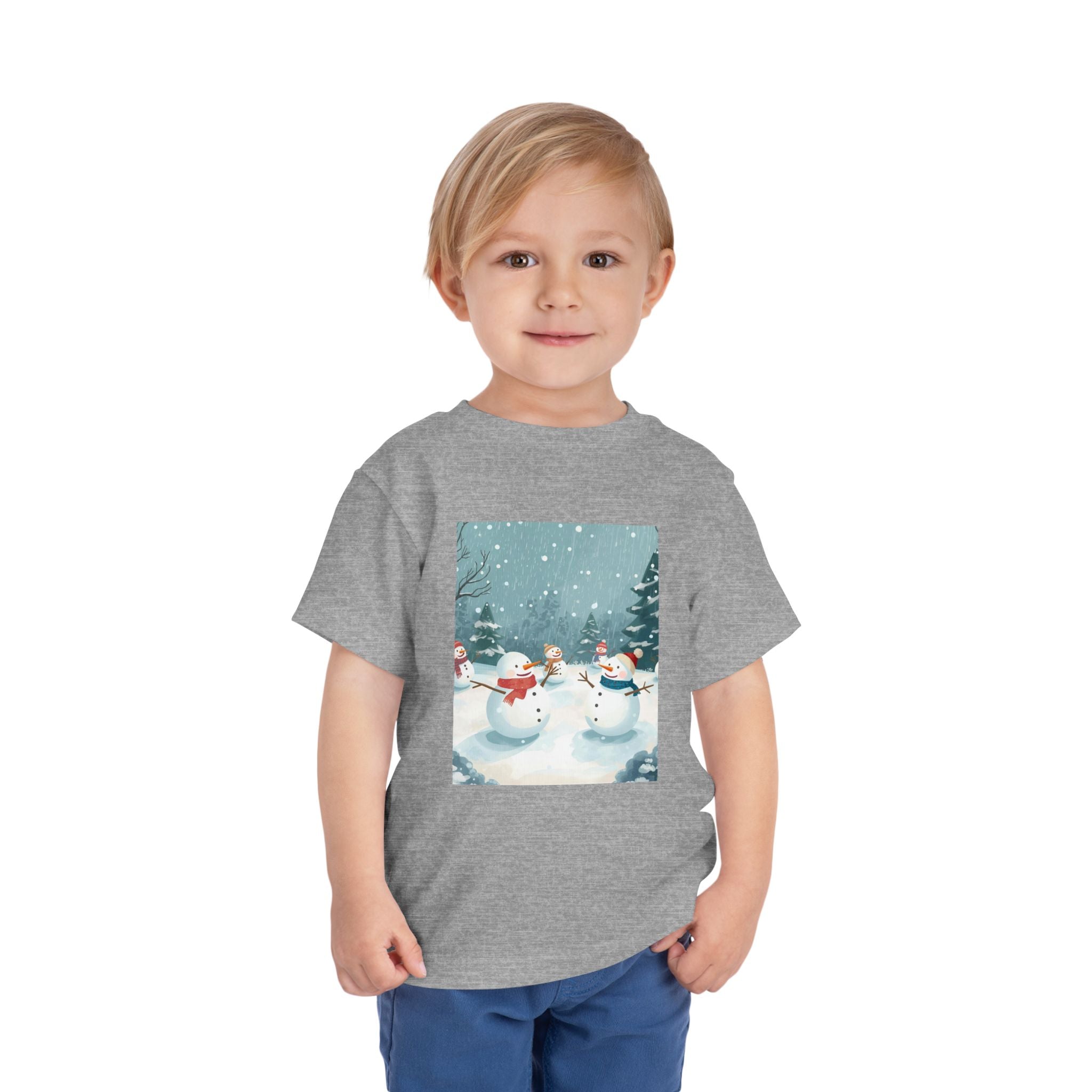 Festive Christmas Snowman Toddler Short Sleeve Tee