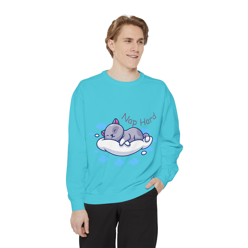 Cozy Cat Nap Hard Unisex Garment-Dyed Sweatshirt