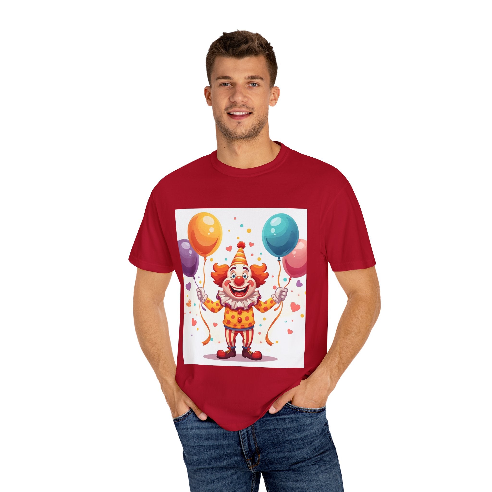 Colorful Clown Balloon T-Shirt, Fun Graphic Tee, Unisex party shirt, Circus themed apparel, Birthday gift for kids