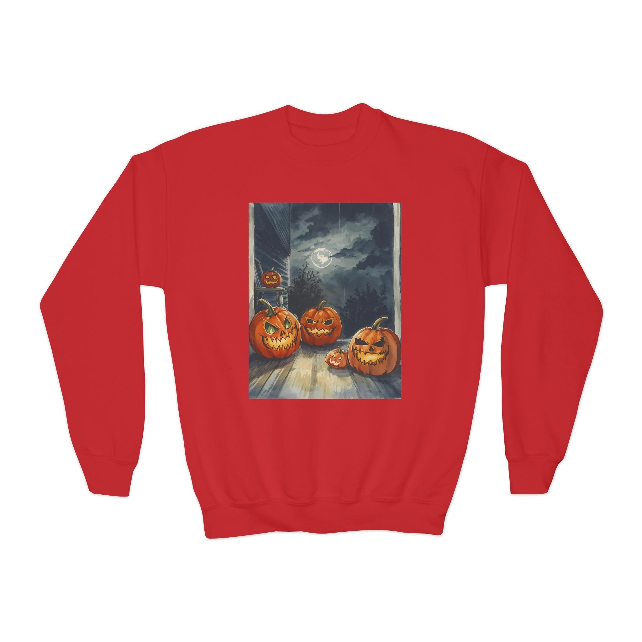 Halloween Pumpkin  Youth Crewneck Sweatshirt, Cozy Fall Sweatshirt, Kids Halloween Apparel, Pumpkin Sweatshirt, Spooky Season Top