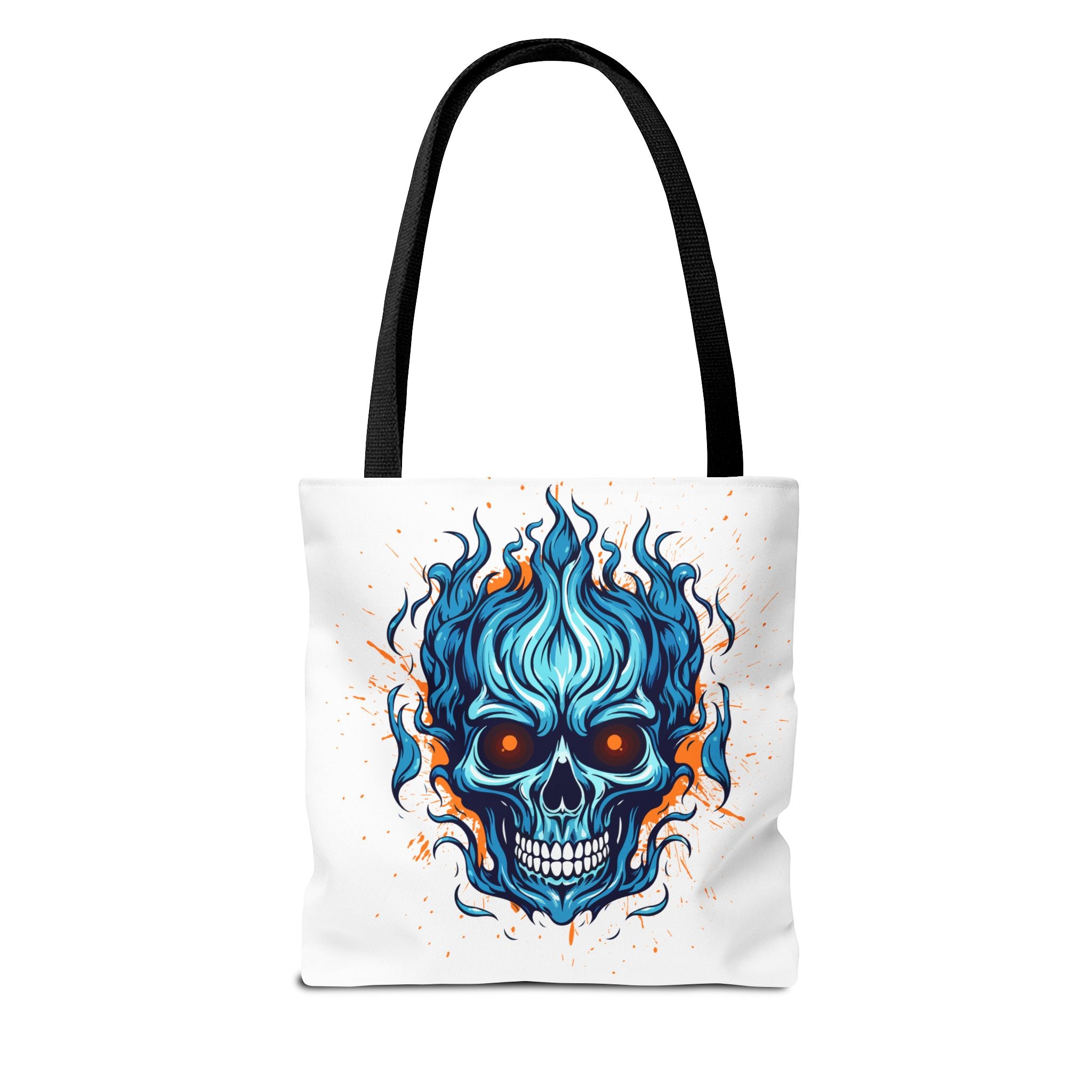 Skull Flame Tote Bag: Edgy Canvas Bag for Cosplay, Festivals, Shopping, Halloween, and Gift Purposes