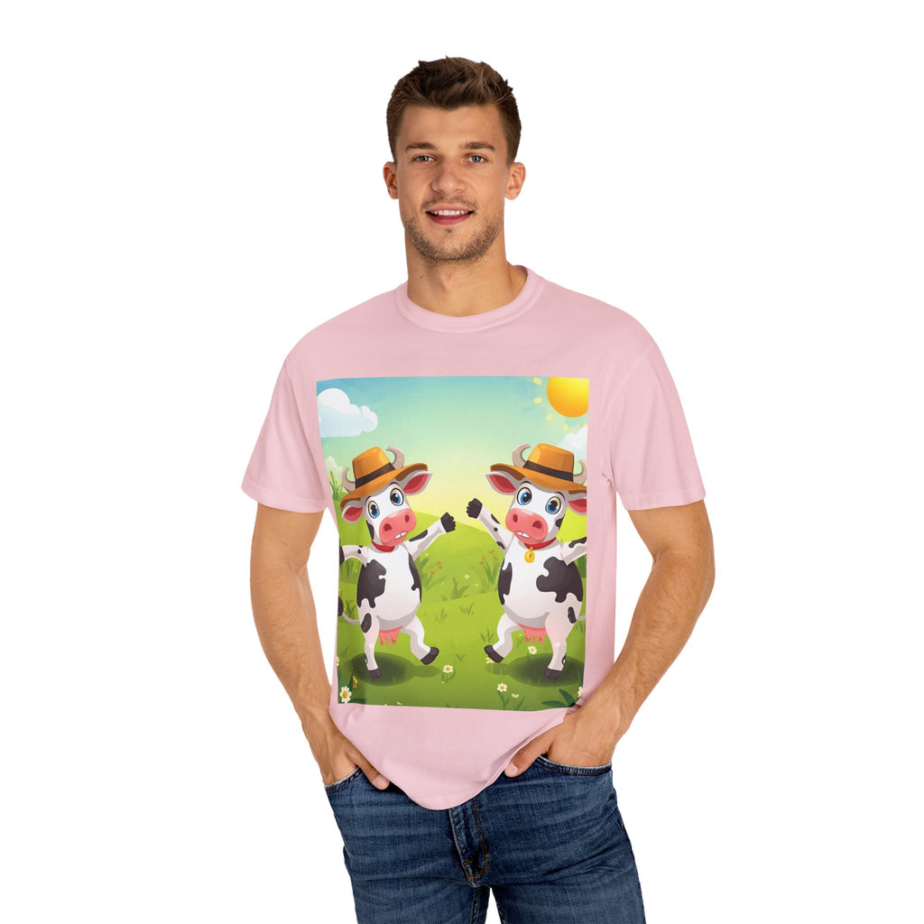 Cute Cow Fun Farm Unisex Garment-Dyed T-shirt