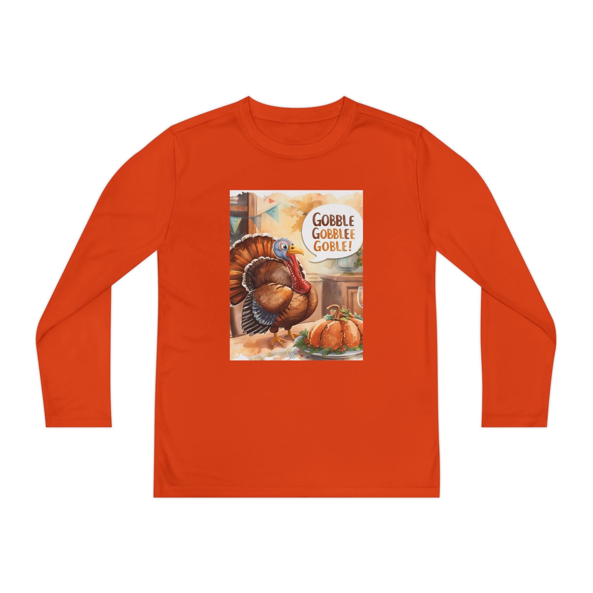 Thanksgiving Turkey Youth Long Sleeve Competitor Tee
