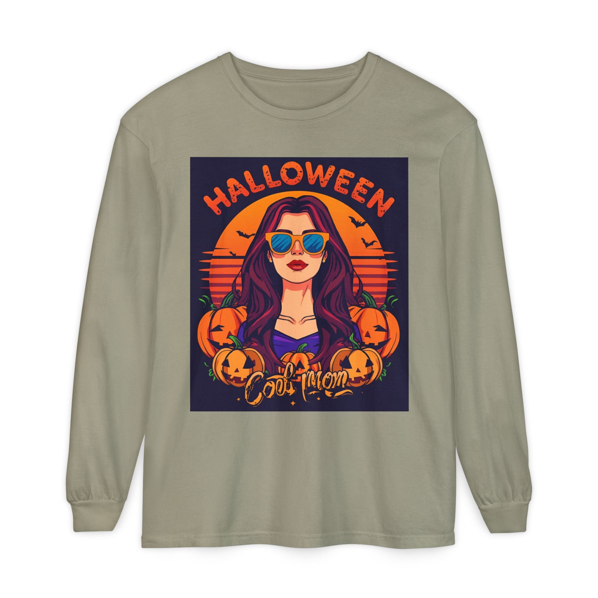 Halloween Themed Unisex Garment-dyed Long Sleeve T-Shirt