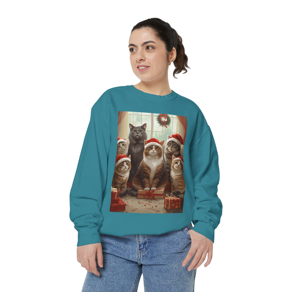 Cozy Holiday Cat Sweatshirt, Festive Sweatshirt for Cat Lovers, Christmas Gift for Pet Owners, Cute Cat Apparel, Winter Wardrobe Essential