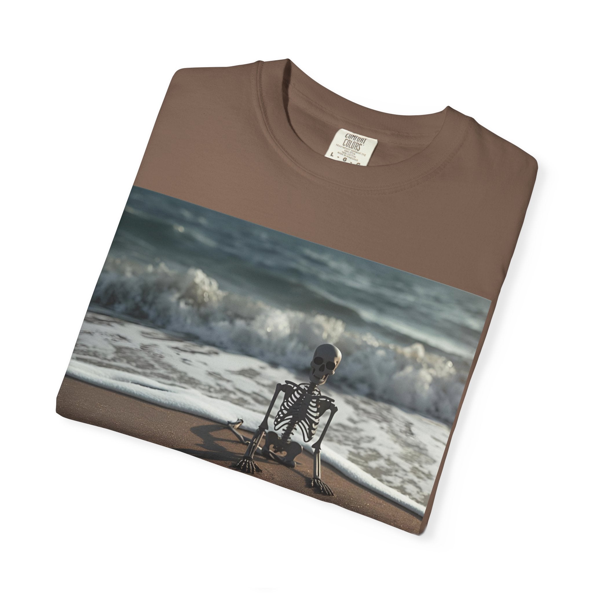 Halloween Beach Skeleton Vibes Unisex T-Shirt, Spooky Summer Tee, Fun Halloween Shirt, Beachwear, Casual Halloween Outfit