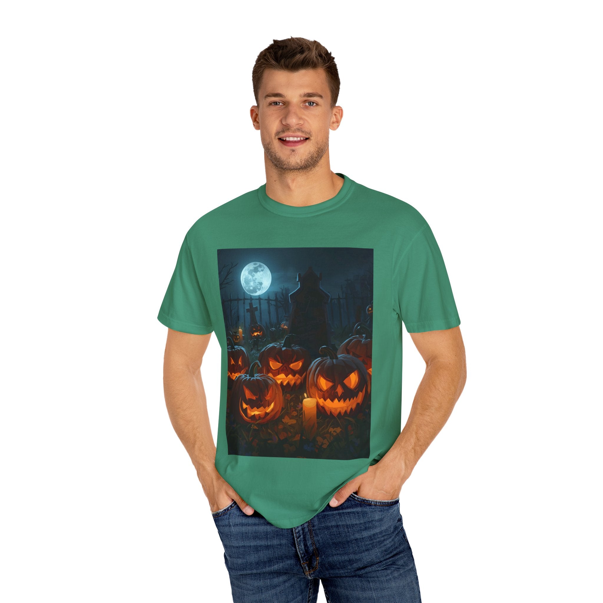 Scary Halloween Pumpkin Unisex Garment-Dyed T-shirt