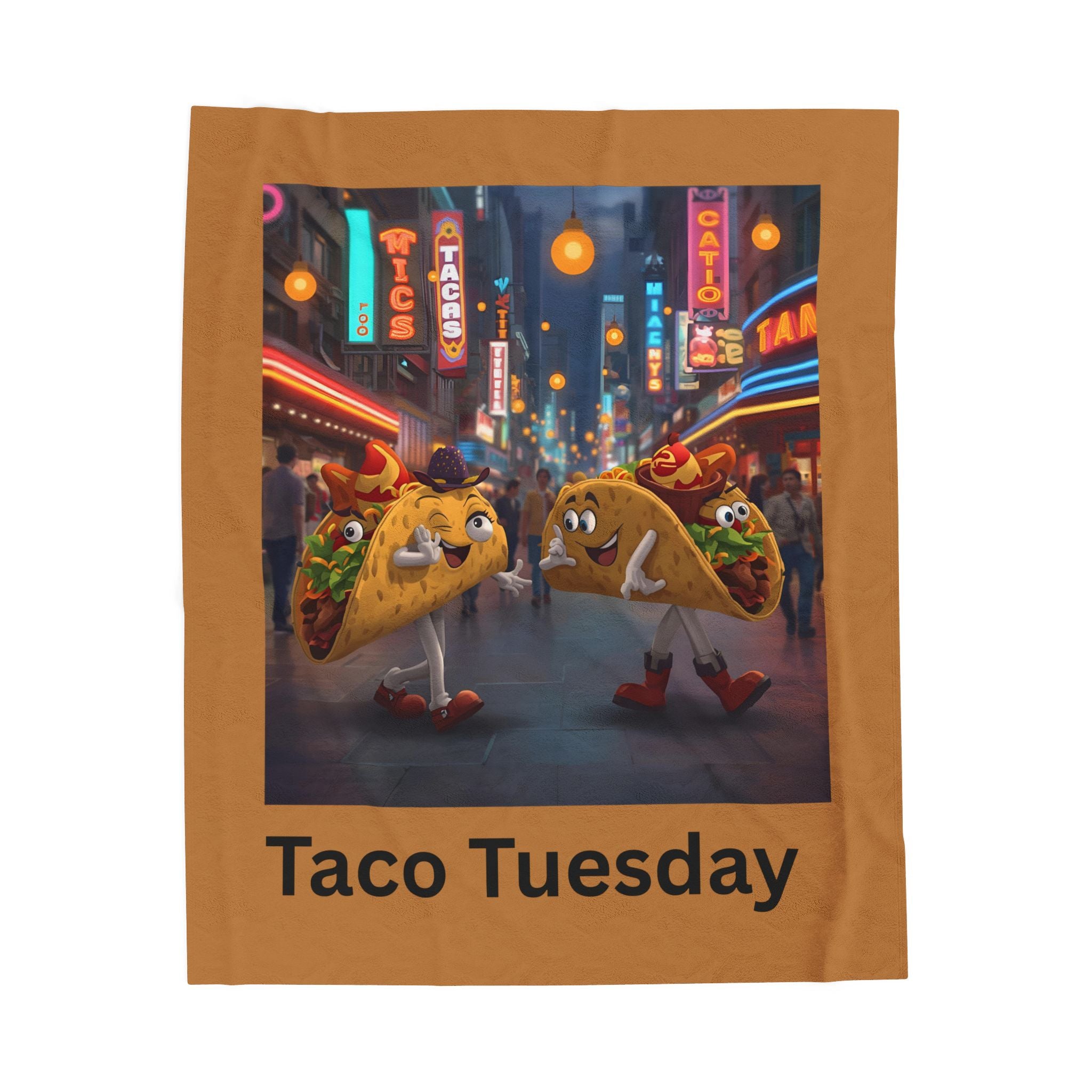 Taco Tuesday Velveteen Plush Blanket, Cozy Taco Blanket for Movie Nights, Fun Home Decor, Gift for Taco Lovers, Kitchen Decor