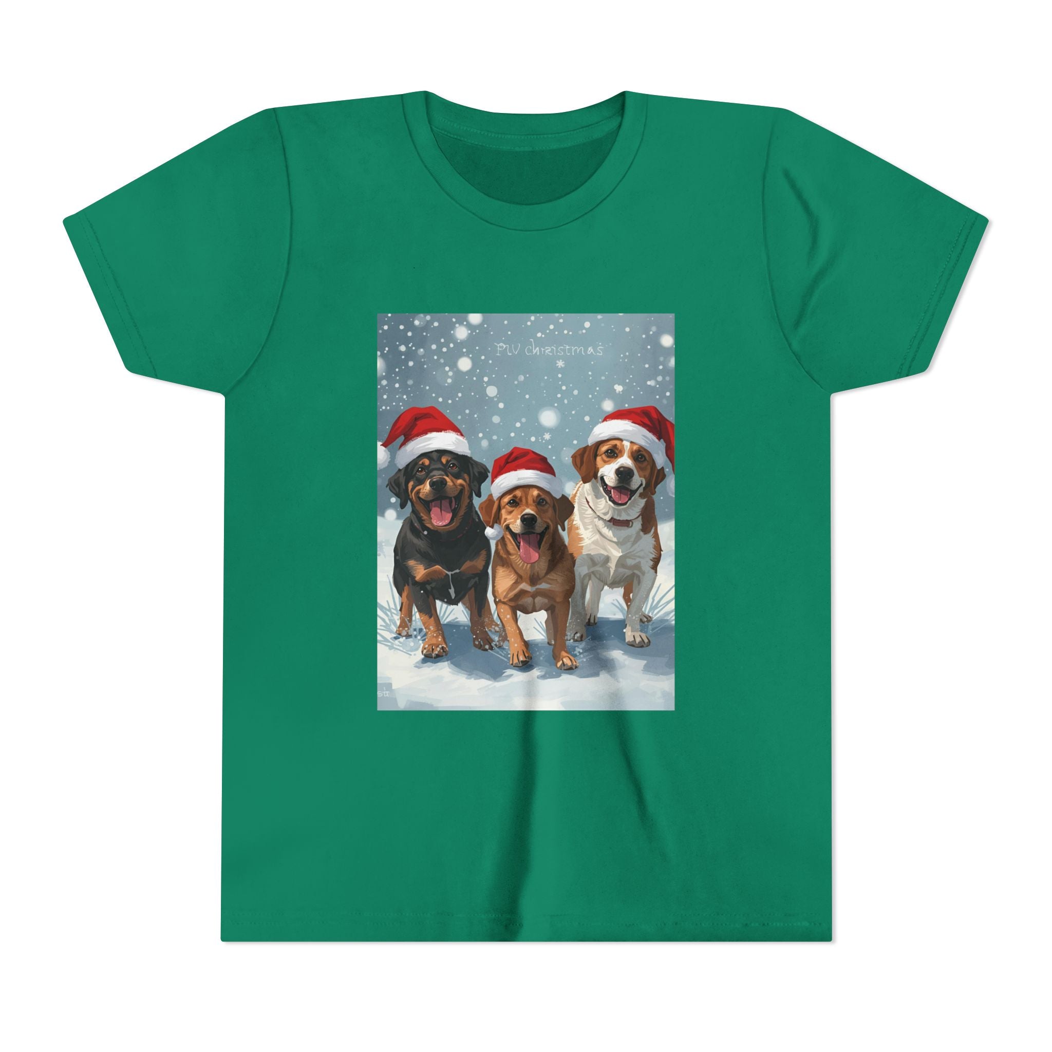 Cute Christmas Dogs Youth Short Sleeve Tee