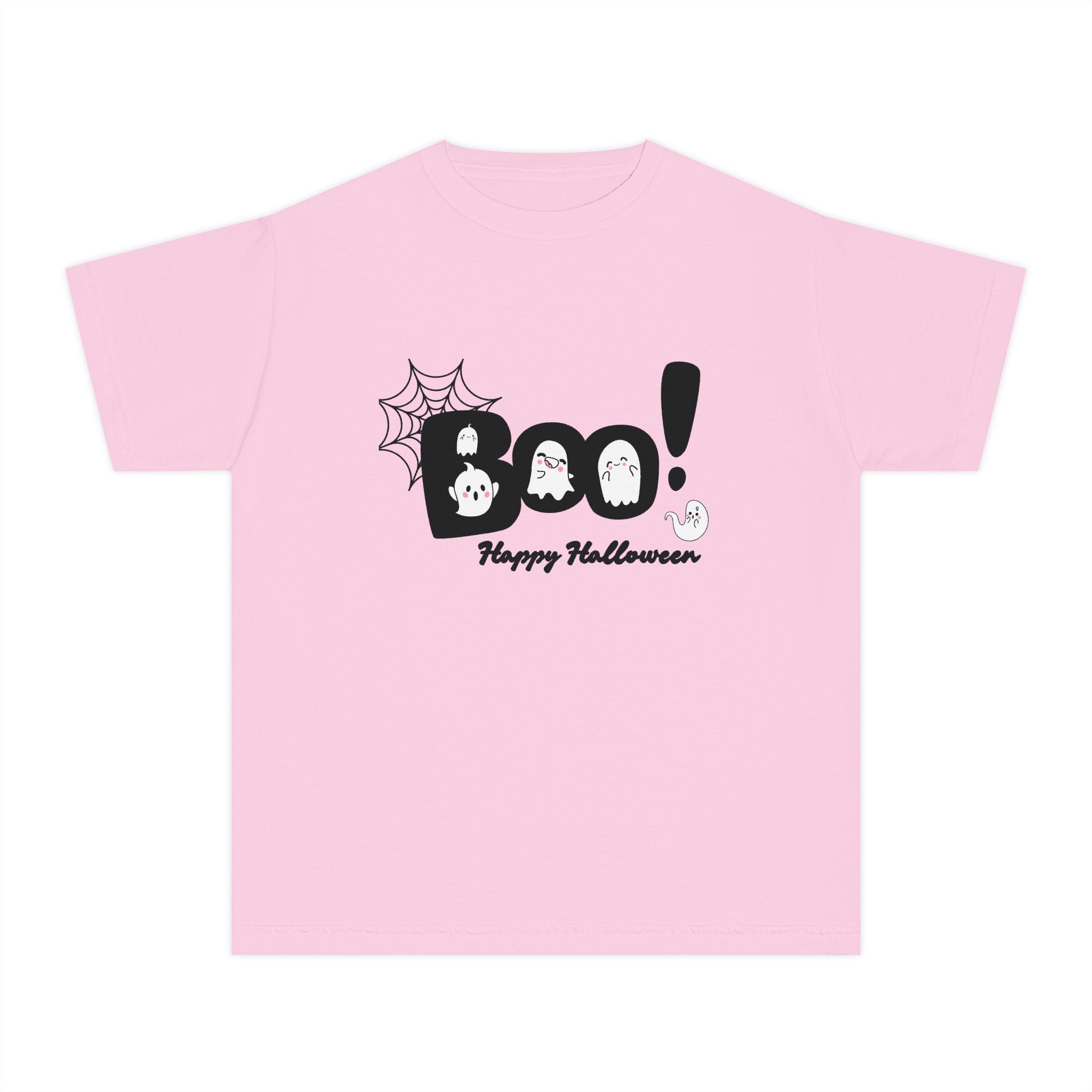 Cute Halloween Youth Tee, 'Boo!' Graphic Tee, Kids Halloween Shirt, Trick-or-Treat Apparel, Spooky Holiday T-Shirt