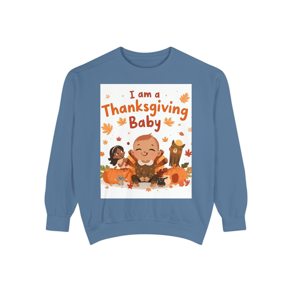 I Am A Thanksgiving Baby Unisex Garment-Dyed Sweatshirt