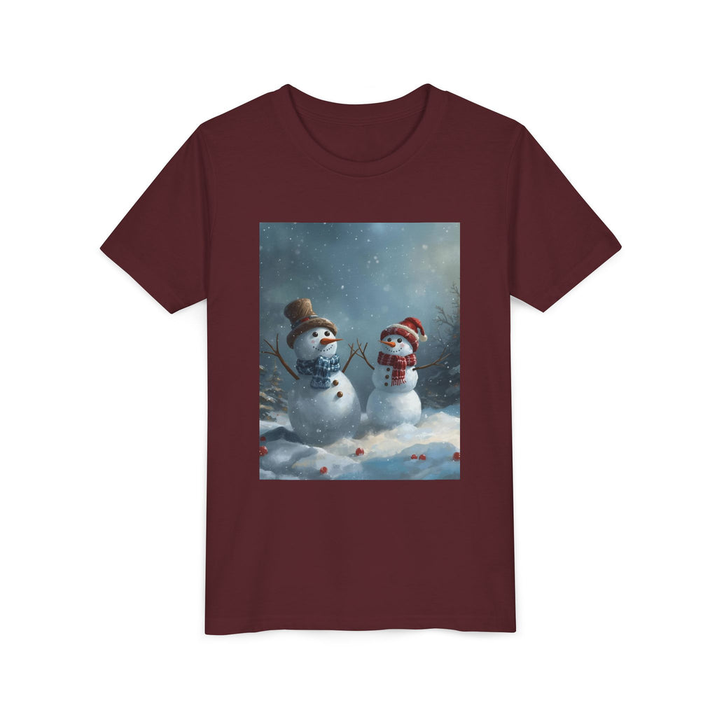 Youth Christmas Snowman Tee, Winter T-Shirt, Christmas Gift, Holiday Apparel, Kids Winter Wear, Cute Snowman Design