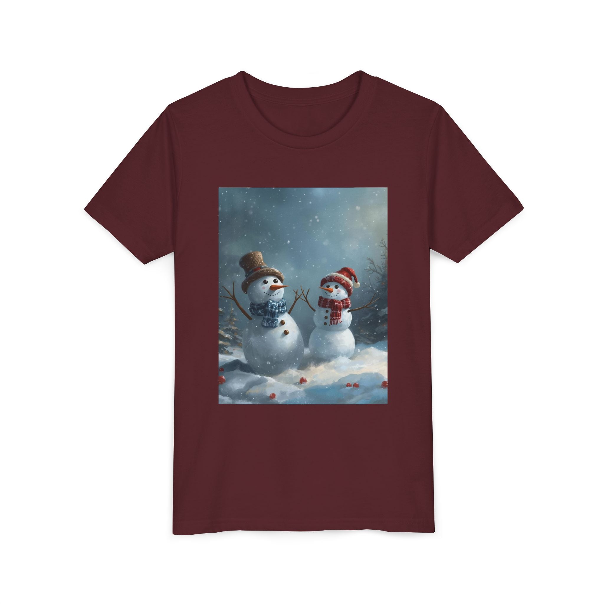 Youth Christmas Snowman Tee, Winter T-Shirt, Christmas Gift, Holiday Apparel, Kids Winter Wear, Cute Snowman Design
