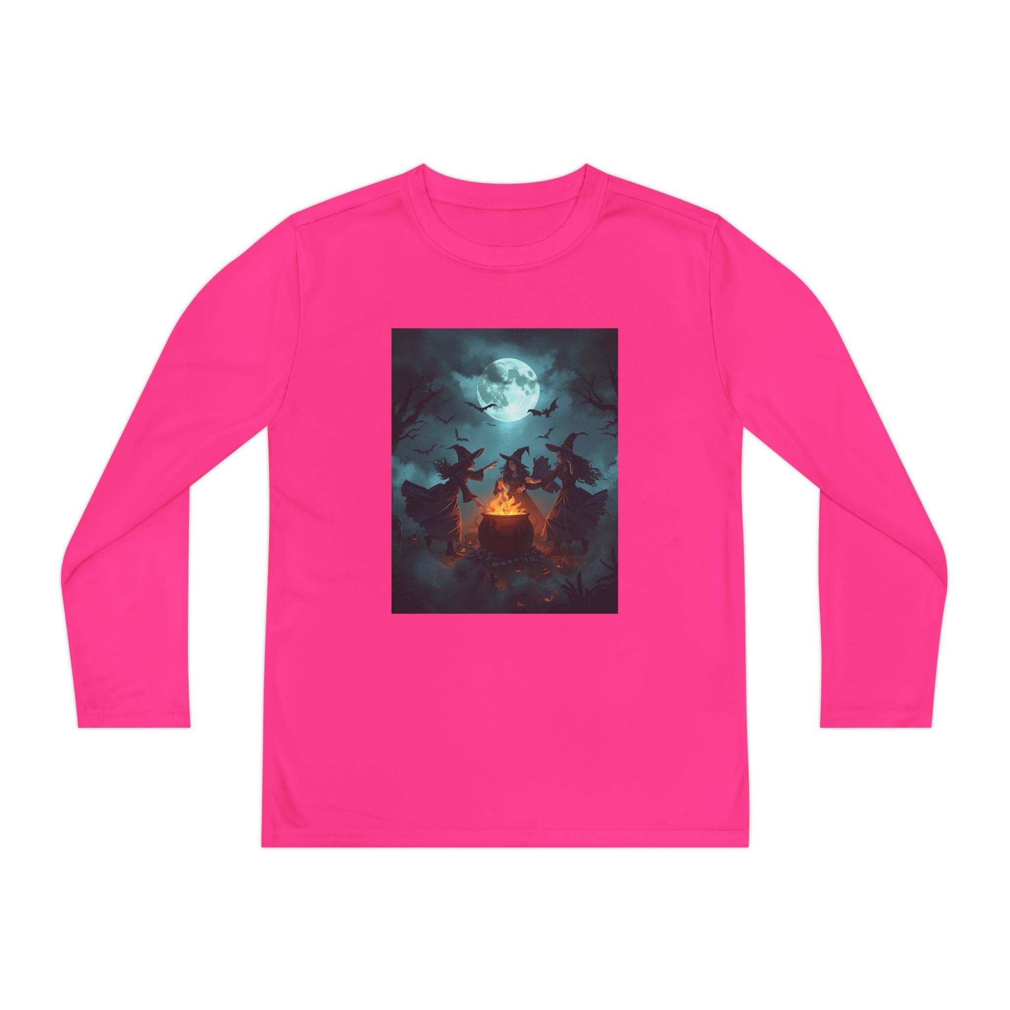 Spooky Night Youth Long Sleeve Tee, Halloween Shirt, Youth Moon Tee, Ghostly Apparel, Autumn Outfit, Gift for Kids