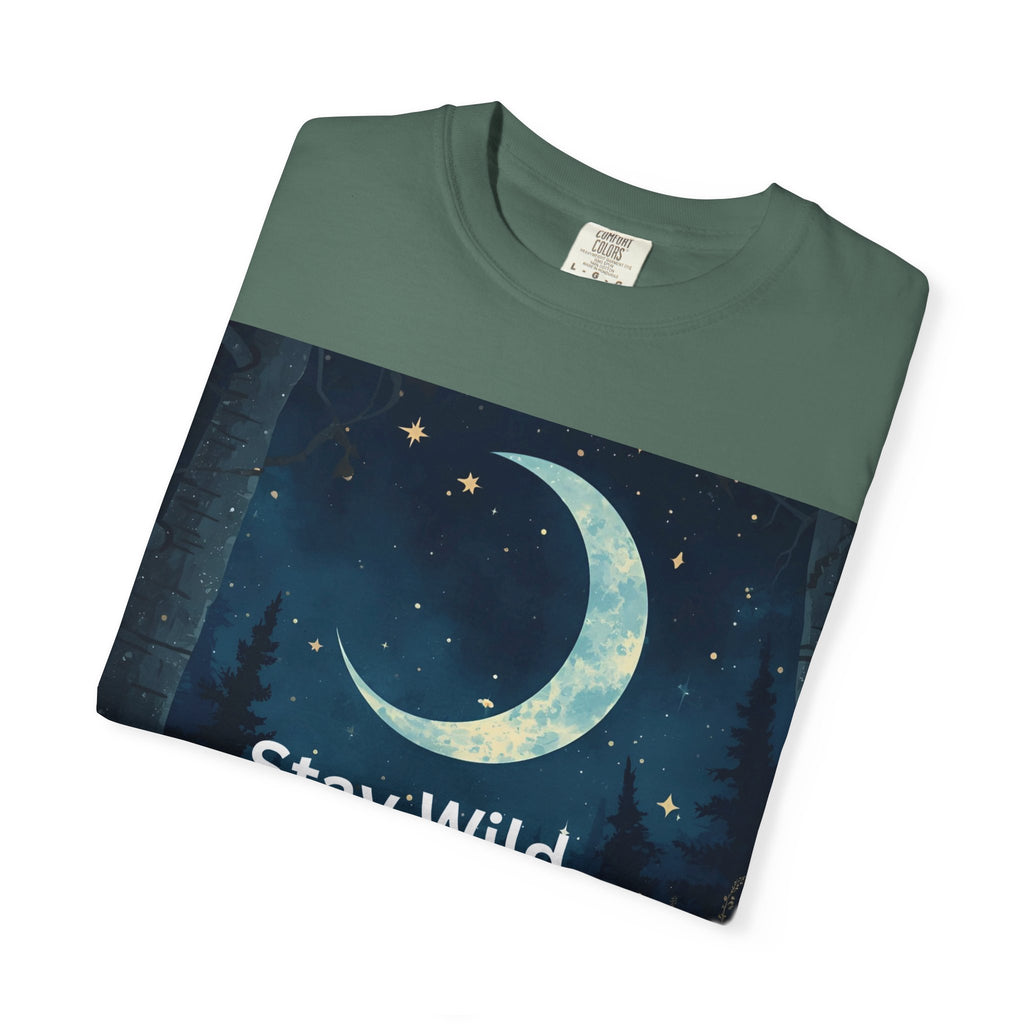 Stay Wild Moon Child Garment-Dyed T-Shirt | Unisex Graphic Tee for Nature Lovers, Boho Style, Gift for Friends, Eco-Friendly Fashion