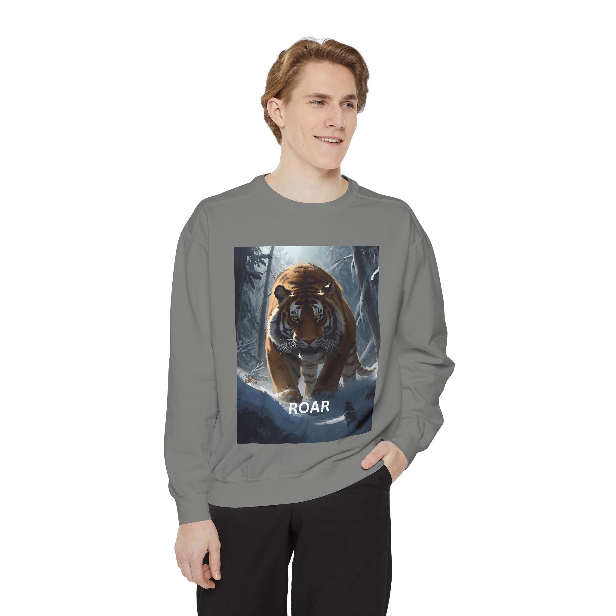 Tiger Roar Snow Unisex Garment-Dyed Sweatshirt