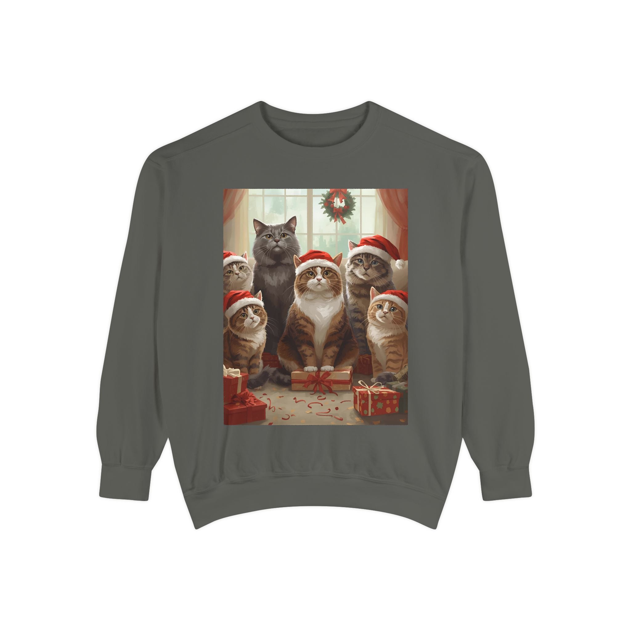 Cozy Holiday Cat Sweatshirt, Festive Sweatshirt for Cat Lovers, Christmas Gift for Pet Owners, Cute Cat Apparel, Winter Wardrobe Essential