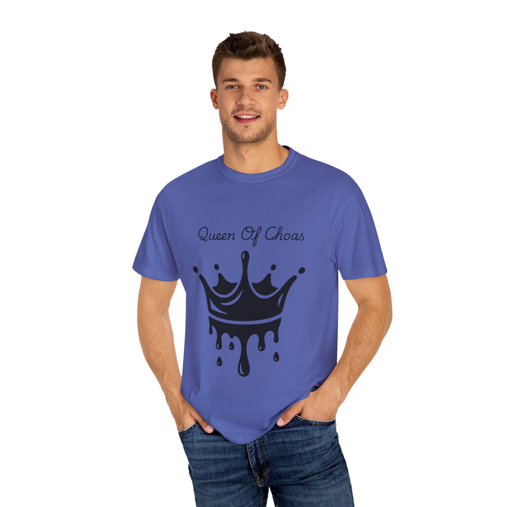 Queen of Chaos T-Shirt, Unisex Garment-Dyed Tee, Fun Casual Wear, Unique Gift Idea, Perfect for Celebrations