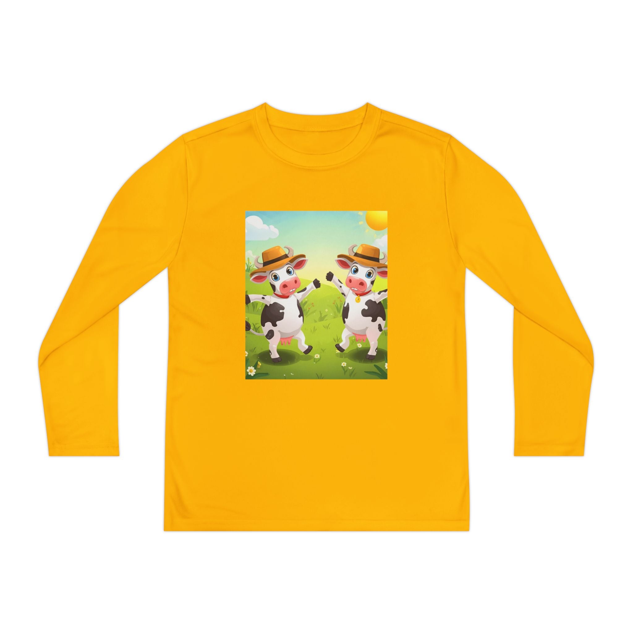 Cute Cows Farm Fun Youth Long Sleeve Competitor Tee