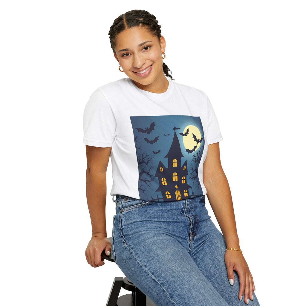 Haunted House T-Shirt, Spooky Halloween Tee, Unisex Shirt, Fall Apparel, Ghostly Graphic Tee, October Celebration Outfit