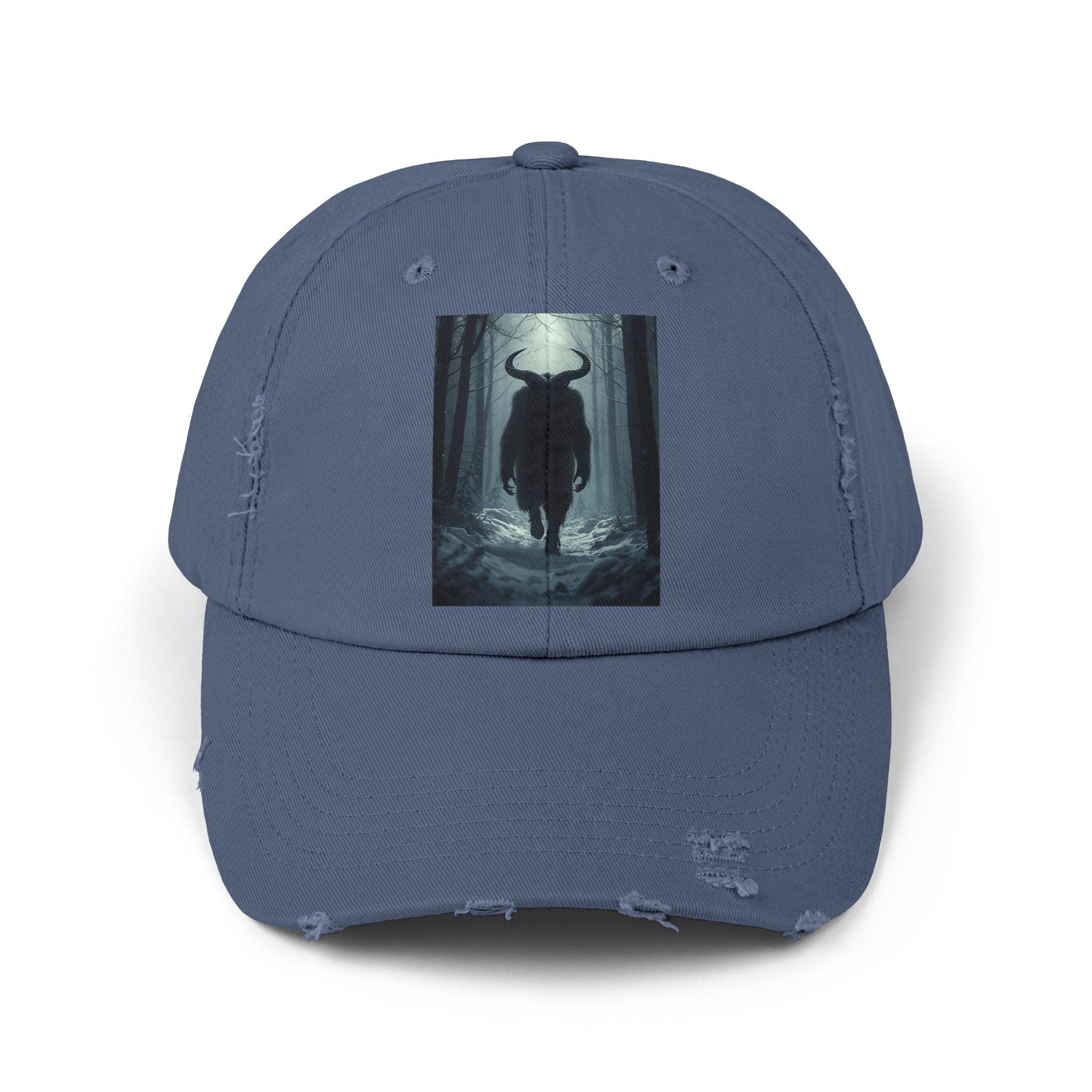 Spooky Forest Snow Creature Unisex Distressed Cap