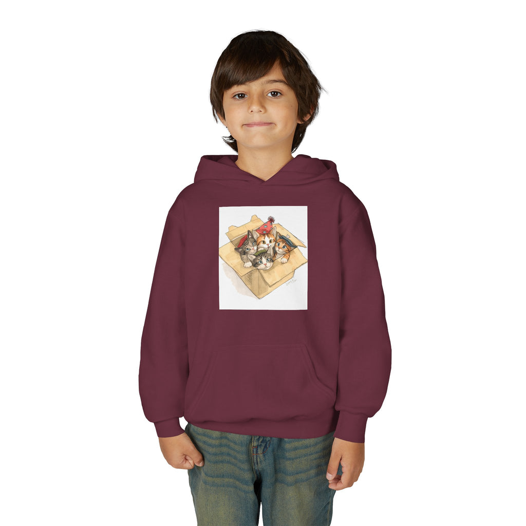 Cute Kittens In Box Youth Heavy Blend Hooded Sweatshirt