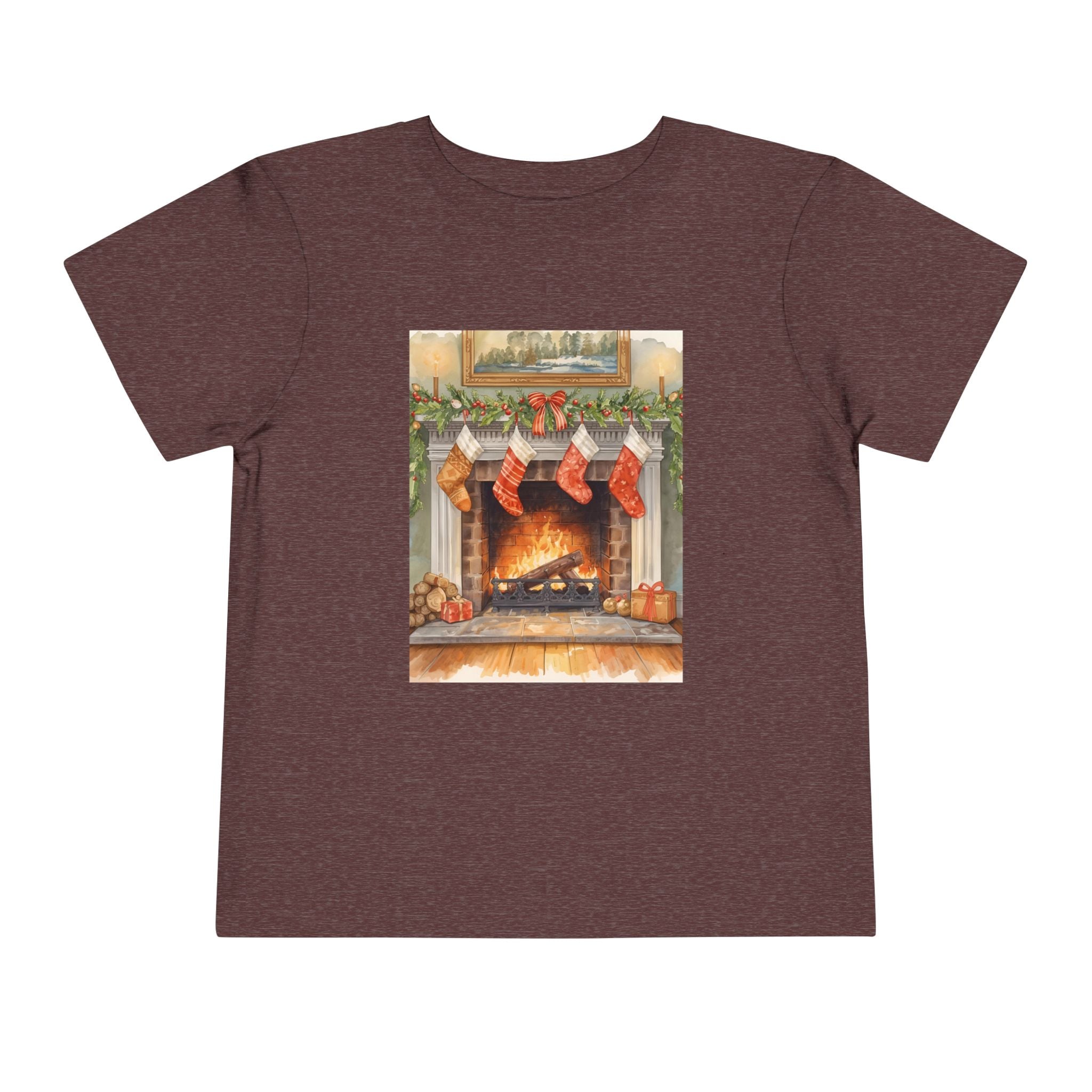 Christmas Stocking Fireplace Toddler Short Sleeve Tee