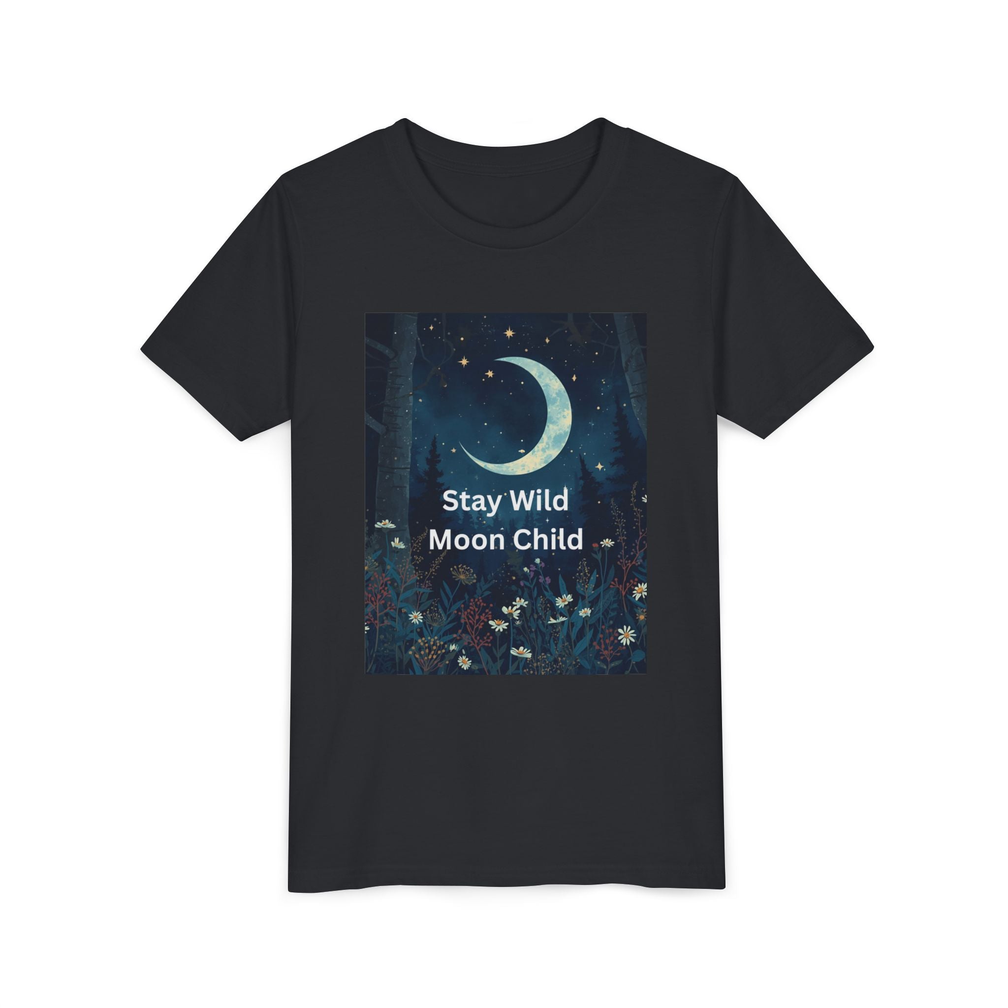 Stay Wild Moon Child Youth Tee - Adventure Tee, Nature Inspired Shirt, Cute Kids Clothing, Gift for Young Explorers, Eco-Friendly Tee