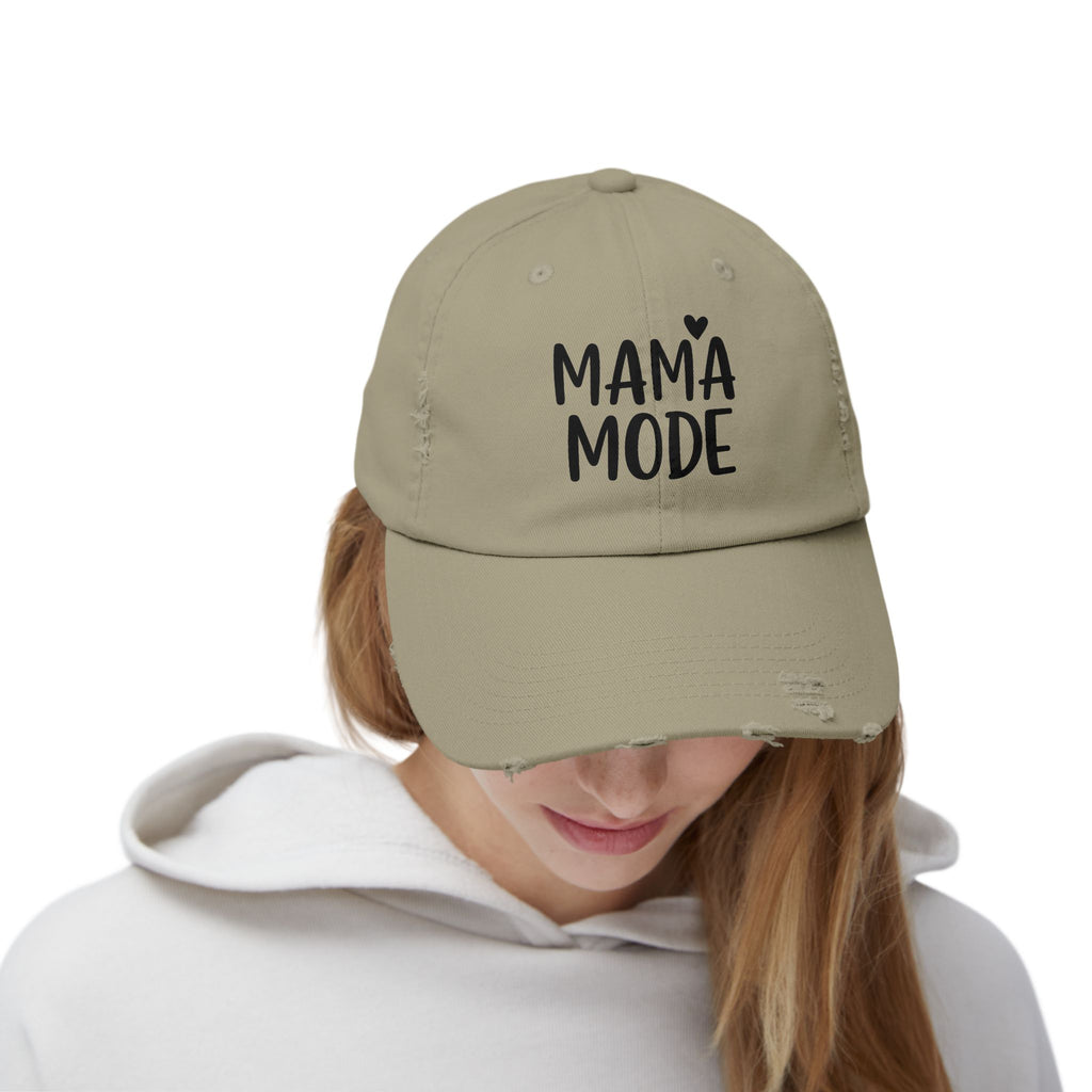 Mama Mode Distressed Cap — Casual Mom Baseball Hat
