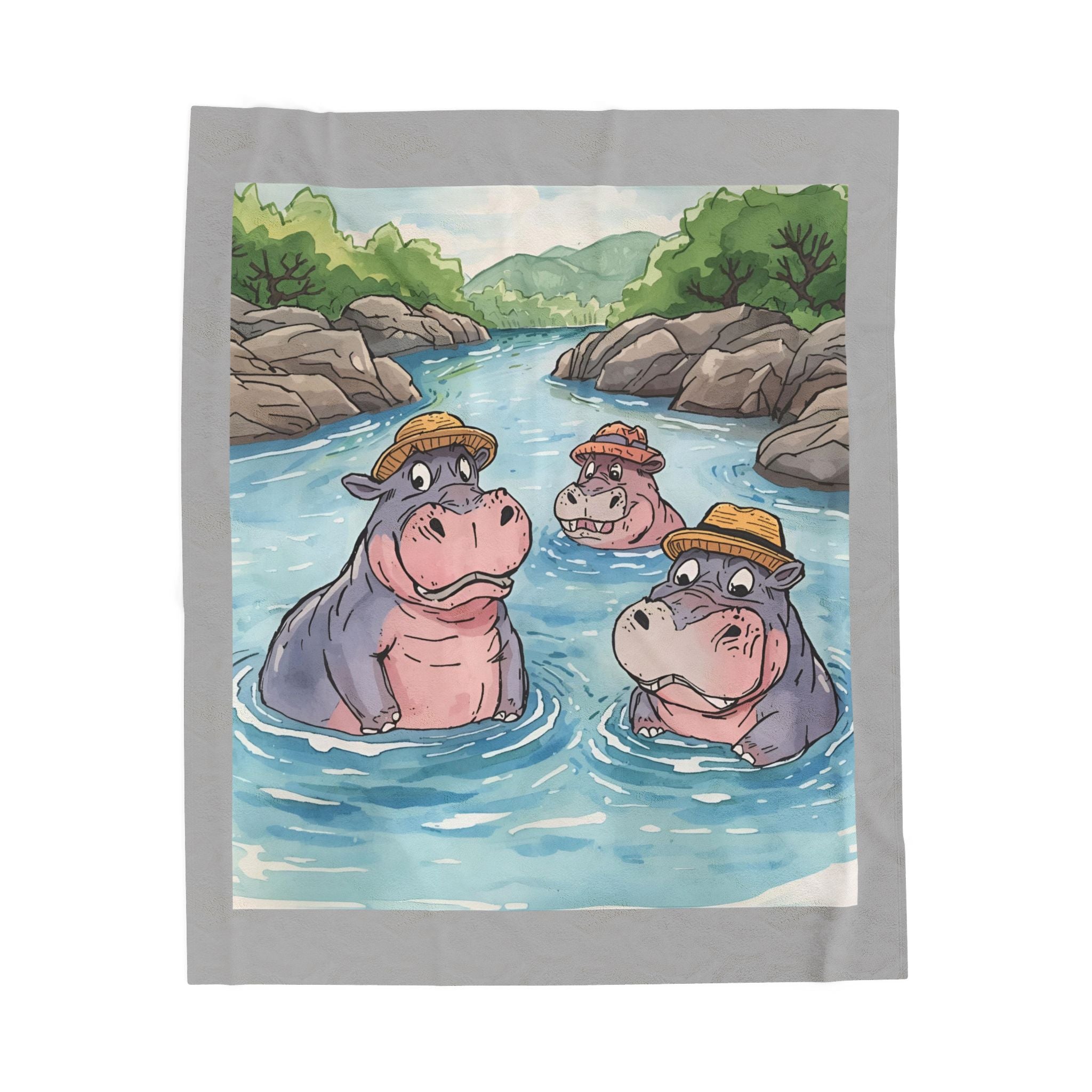 Whimsical Hippo Plush Blanket - Cozy Throw for Kids, Nursery Decor, Animal Lovers Gift, Super Soft Blanket, Perfect for Cuddling