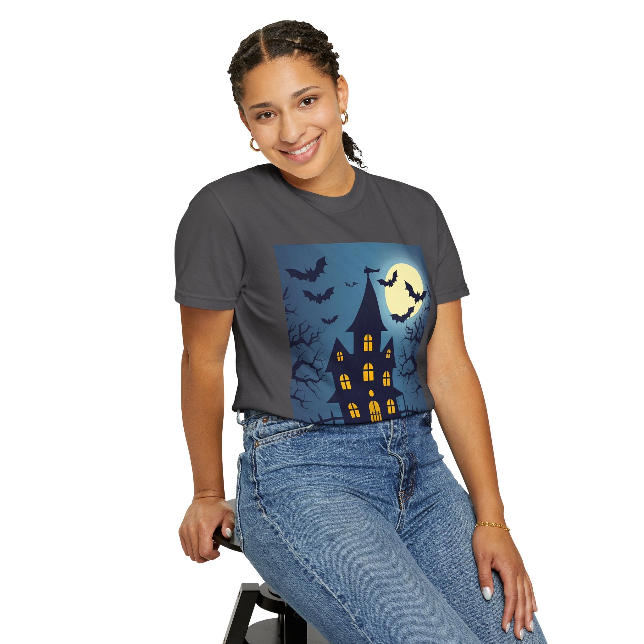 Haunted House T-Shirt, Spooky Halloween Tee, Unisex Shirt, Fall Apparel, Ghostly Graphic Tee, October Celebration Outfit
