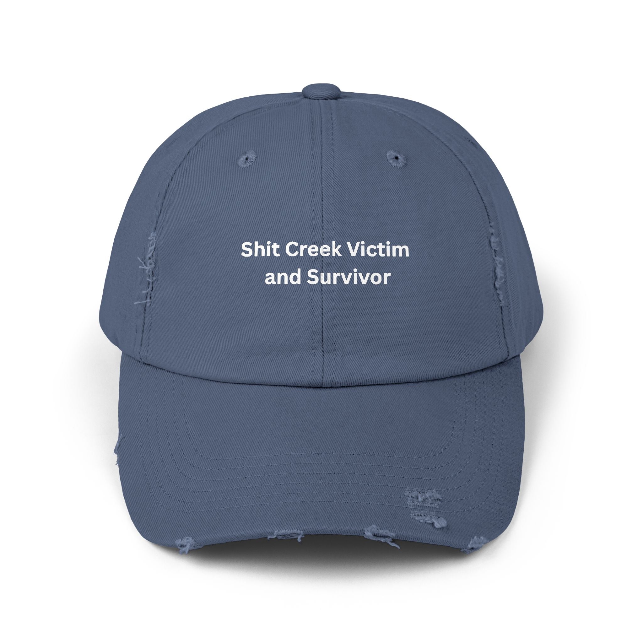 Distressed Cap with 'Shit Creek Victim and Survivor' Text - Perfect for Casual Days, Gifts for Survivors, Unique Statement Hat, Ideal [...]