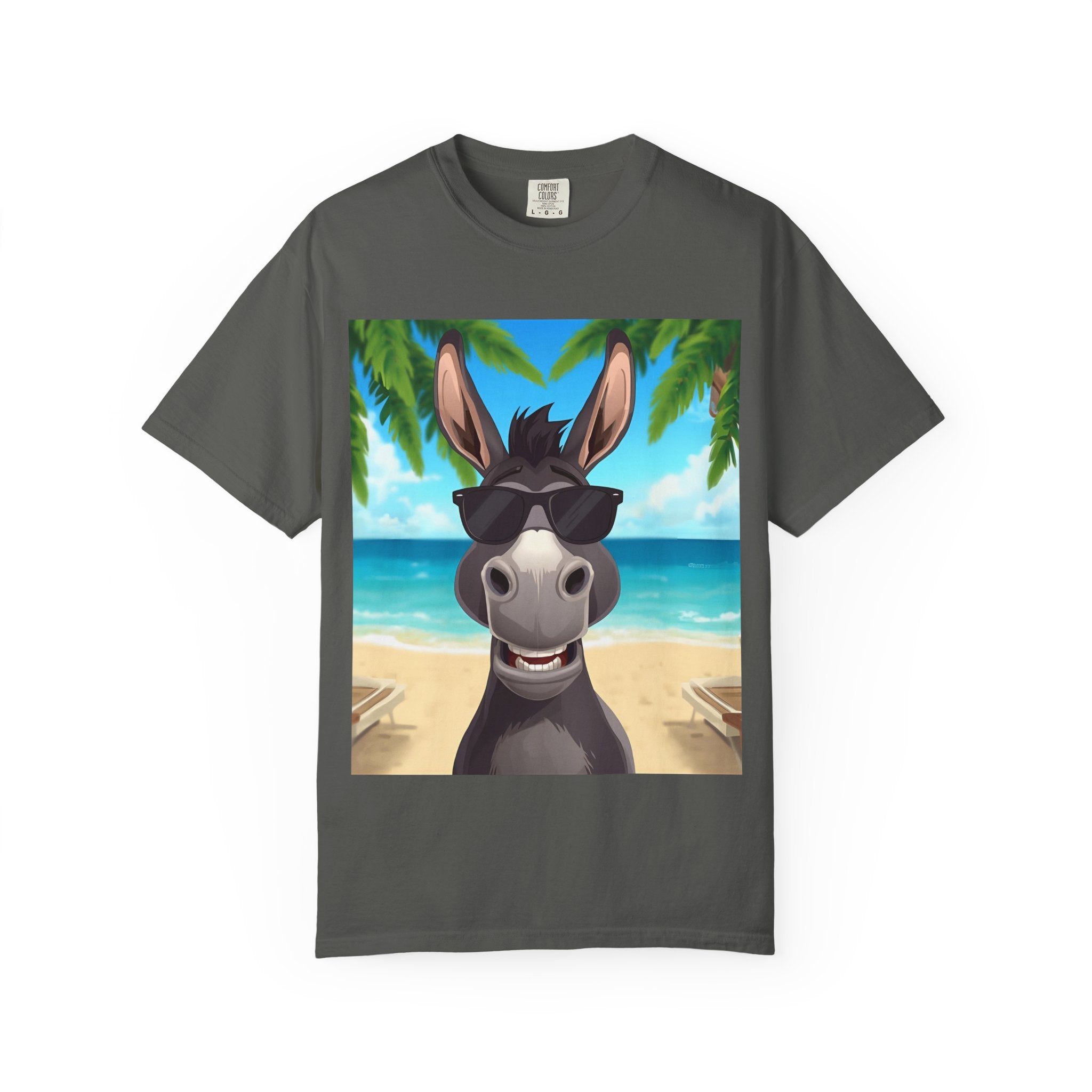 Chill Donkey Sunset T-Shirt, Unisex Summer Tee, Casual Beachwear, Gift for Animal Lovers, Fun Vacation Shirt