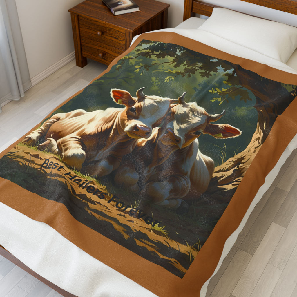 Cow Themed Velveteen Plush Blanket