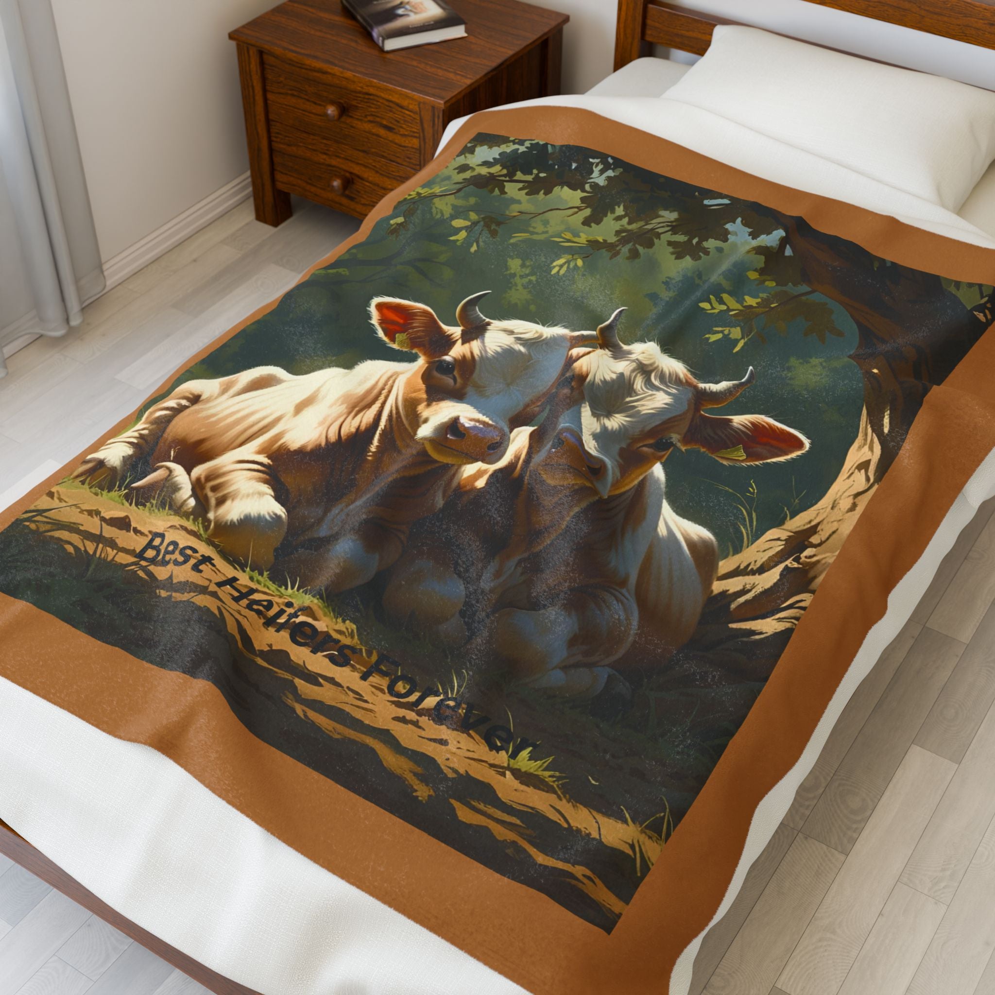 Cow Themed Velveteen Plush Blanket
