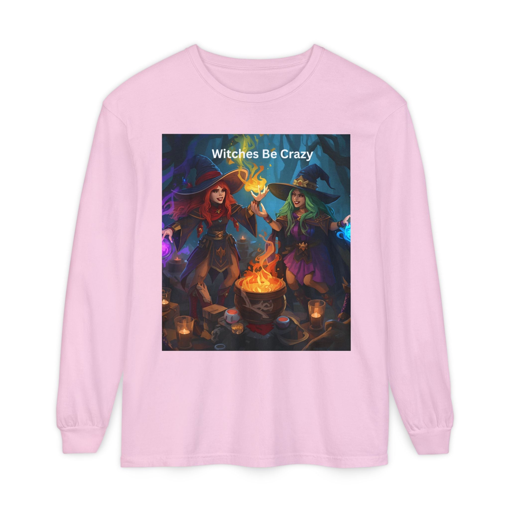 Spooky Halloween Witches Be Crazy Long Sleeve T-Shirt, Halloween Top, Witchy Apparel, Unisex Shirt, Spooky Gift, Casual Wear
