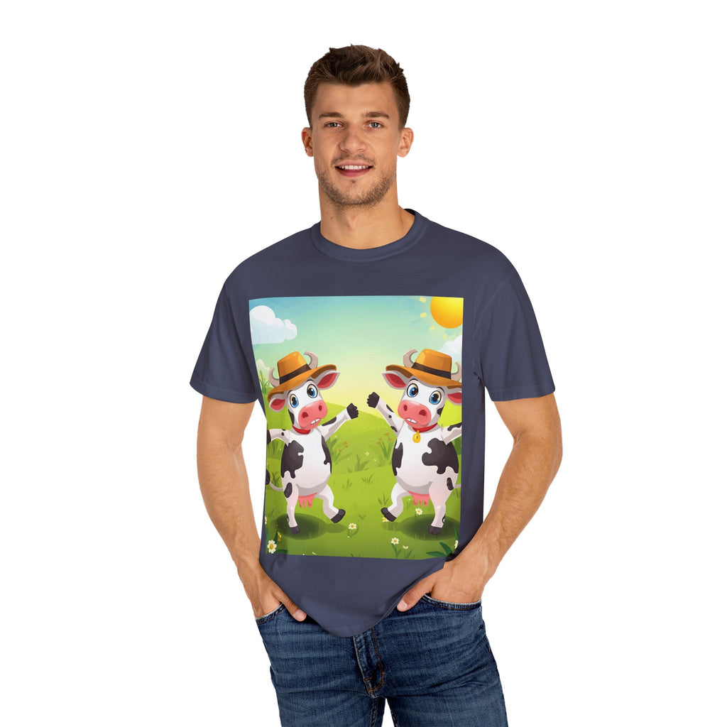 Cute Cow Fun Farm Unisex Garment-Dyed T-shirt