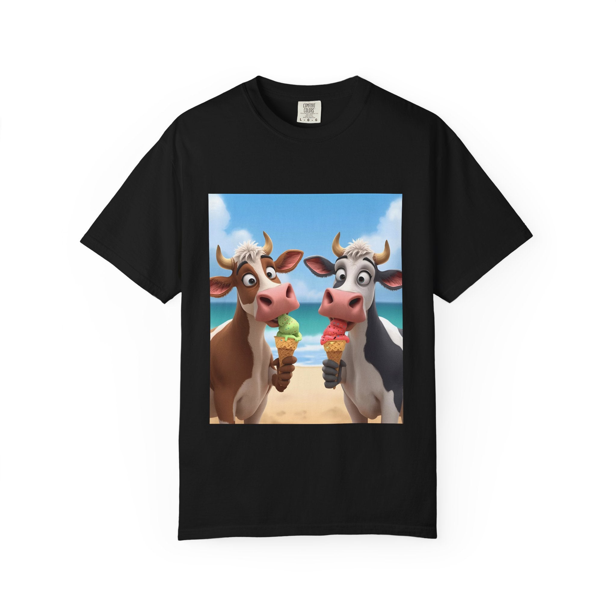 Cute Cow Ice Cream T-Shirt, Fun Summer Tee, Animal Lover Gift, Unisex Casual Top, Beach Vibes Apparel, Cute Gift for Friends