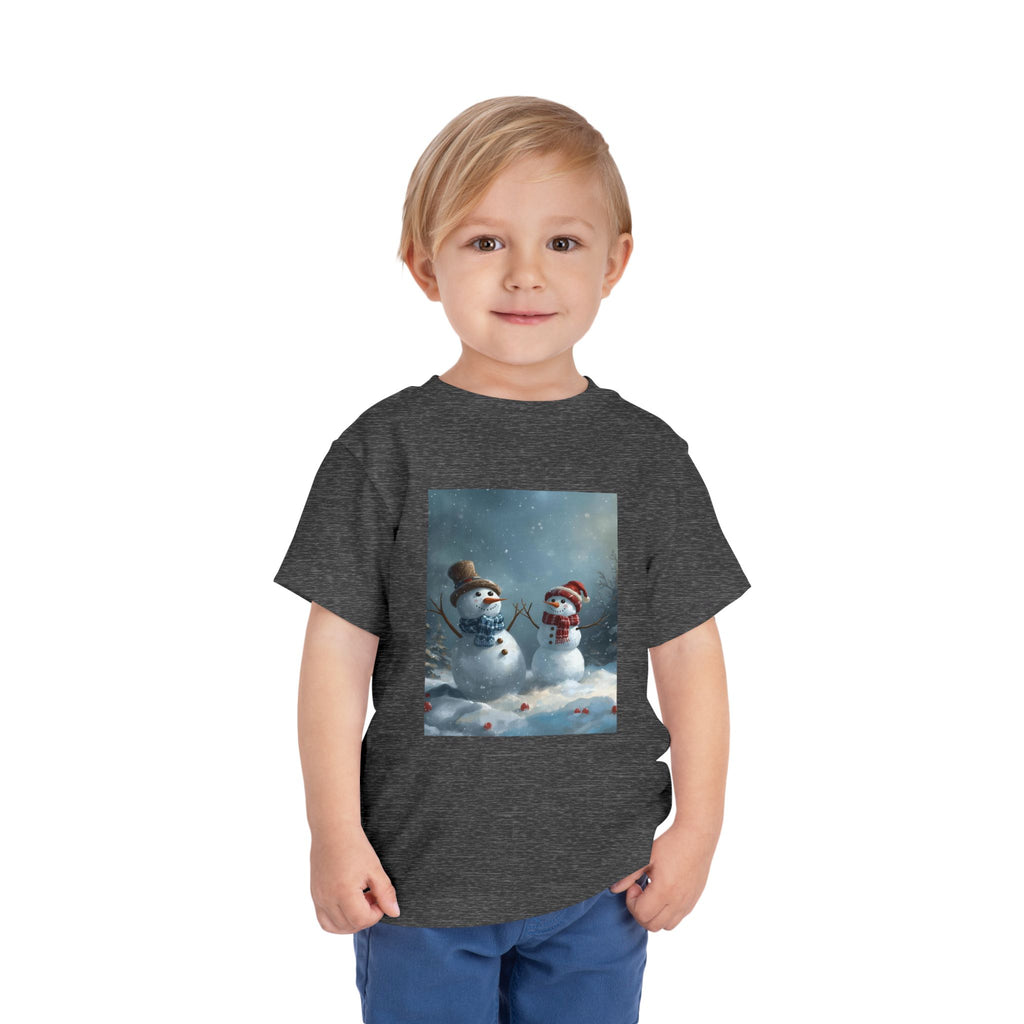 Toddler Christmas Snowman Winter Theme Tee, Cute Snowman Graphic Tee, Kids Short Sleeve Shirt, Holiday Outfit, Christmas Gift